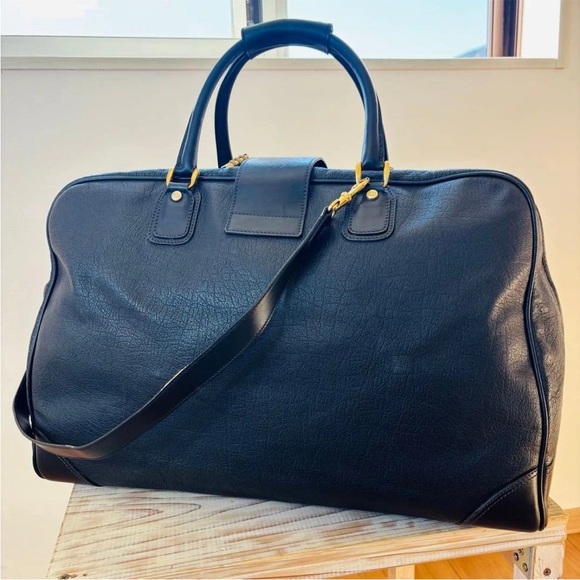 Gucci Black Leather Duffel Bag with Gold Accents - Picture 2 of 16